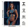 Винтажная алюминиевая художественная табличка 8x12 дюймов - Элегантная леди в черном бикини с деталями в виде цепей, Легкий в установке прочный настенный декор для Хо