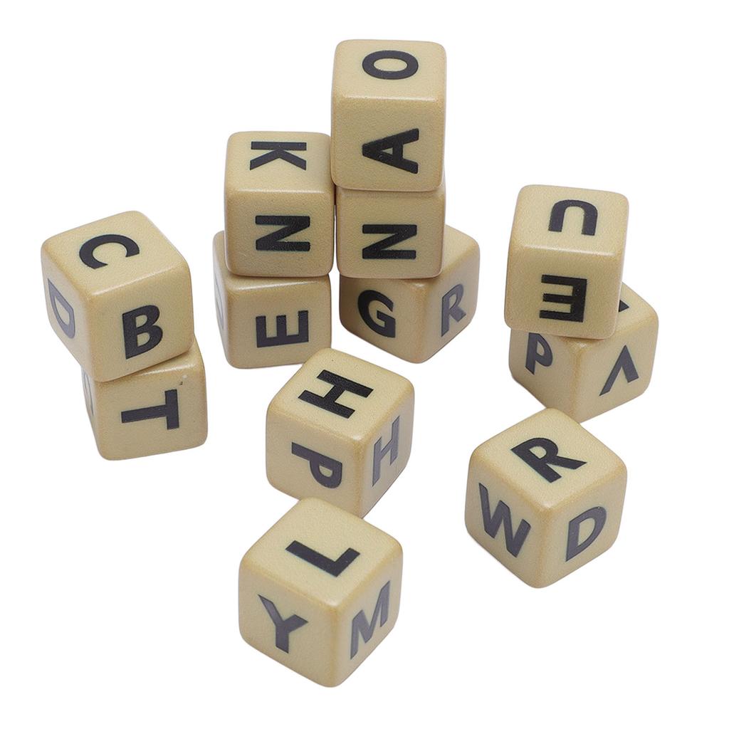 Кроссворд с 6-гранными кубиками Набор из 12 кубиков с буквами Игры в слова Креативная игра Кубики с английскими буквами с футляром для кемпинга, обучения