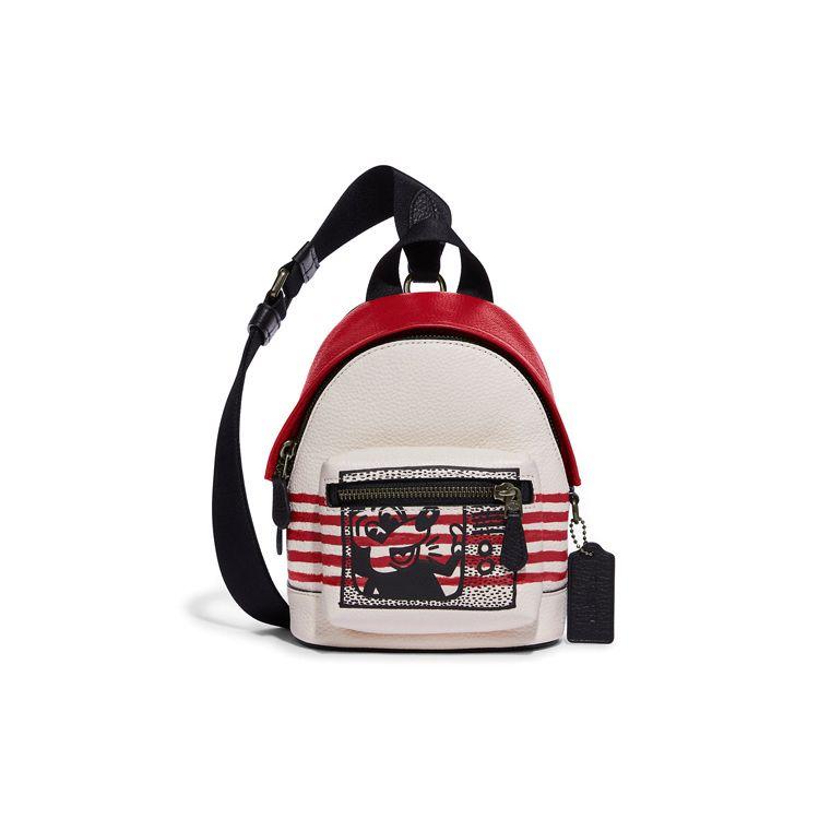 Coach X Disney X Keith Haring Collaboration West 15 Mickey Mouse Zipper Closure Pebble Leather Backpack Crossbody Mini Unisex Backpack C6910-QBTJG