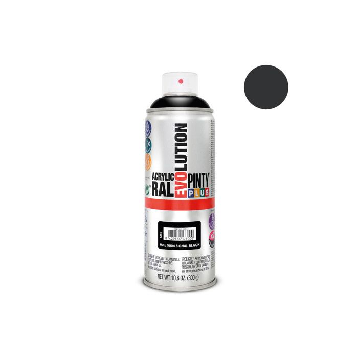 Акриловая краска в спрее - PINTY - Evolution - Noir RAL9004 - 400 мл - Séchage Rapide