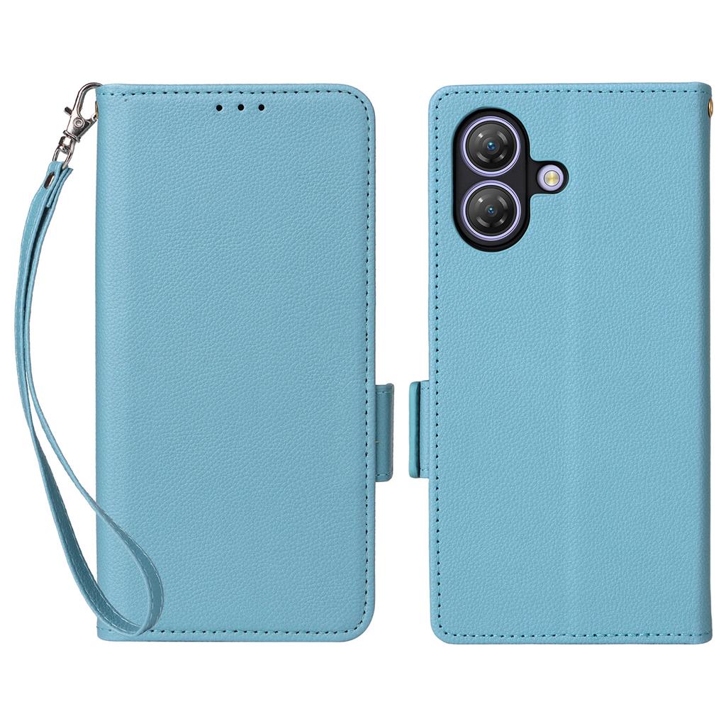 Чехол для Ulefone Note 21 с ремешком на запястье, текстура личи, кошелек из ПУ кожи, чехол для телефона