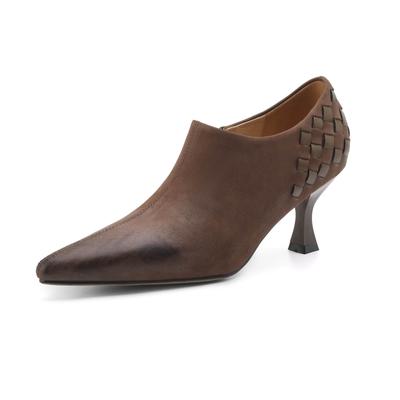 Обувь из овчины на осень-зиму, туфли-лодочки с острым носком, на тонком высоком каблуке-шпильке, размер 41