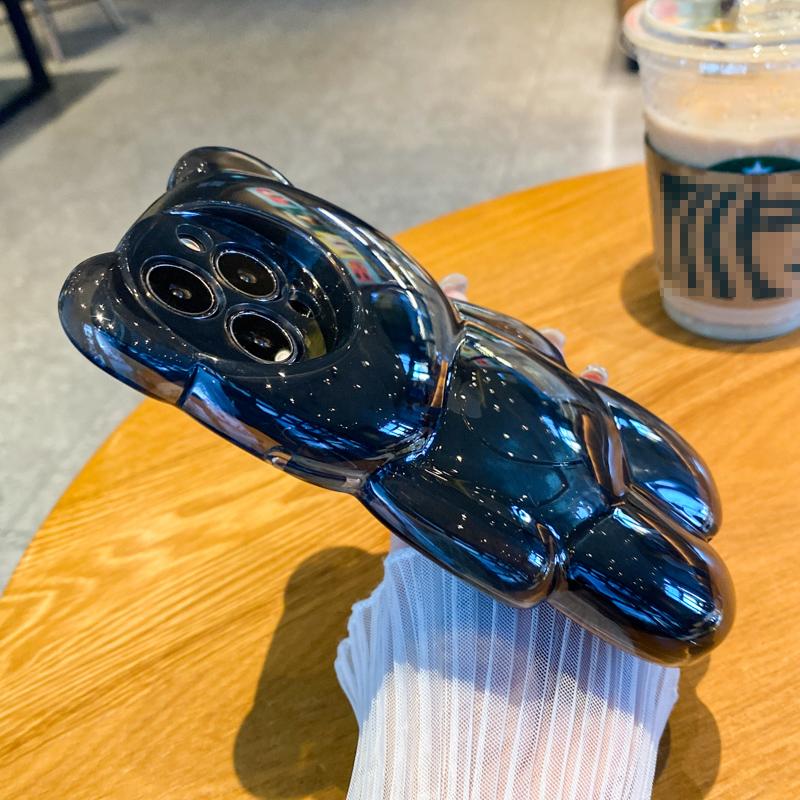 Прозрачный милый чехол для телефона с 3d медведем для Iphone 13 12 11 Pro Max Xs Max Xr X 13pro 14 противоударный силиконовый мягкий прозрачный задний чехол