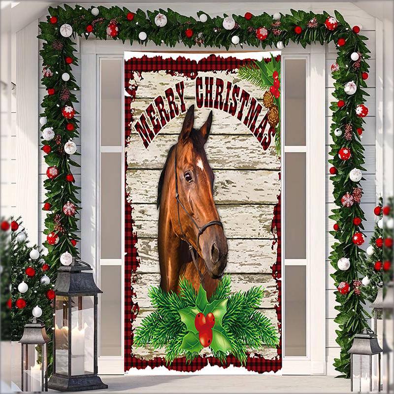 Рождественский гобелен на дверь из эластичной ткани - Фон с подарками Санта-Клауса для праздничных вечеринок