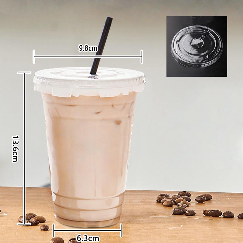 350/400/500/600Ml Clear Plastic Cups with Lids Straw Sturdy Iced Coffee Cups Disposable Plastic Smoothie Cups for Cold Drinks