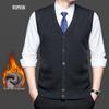 Luomeng Men's Fleece-Lined Business Casual Knitted Vest
