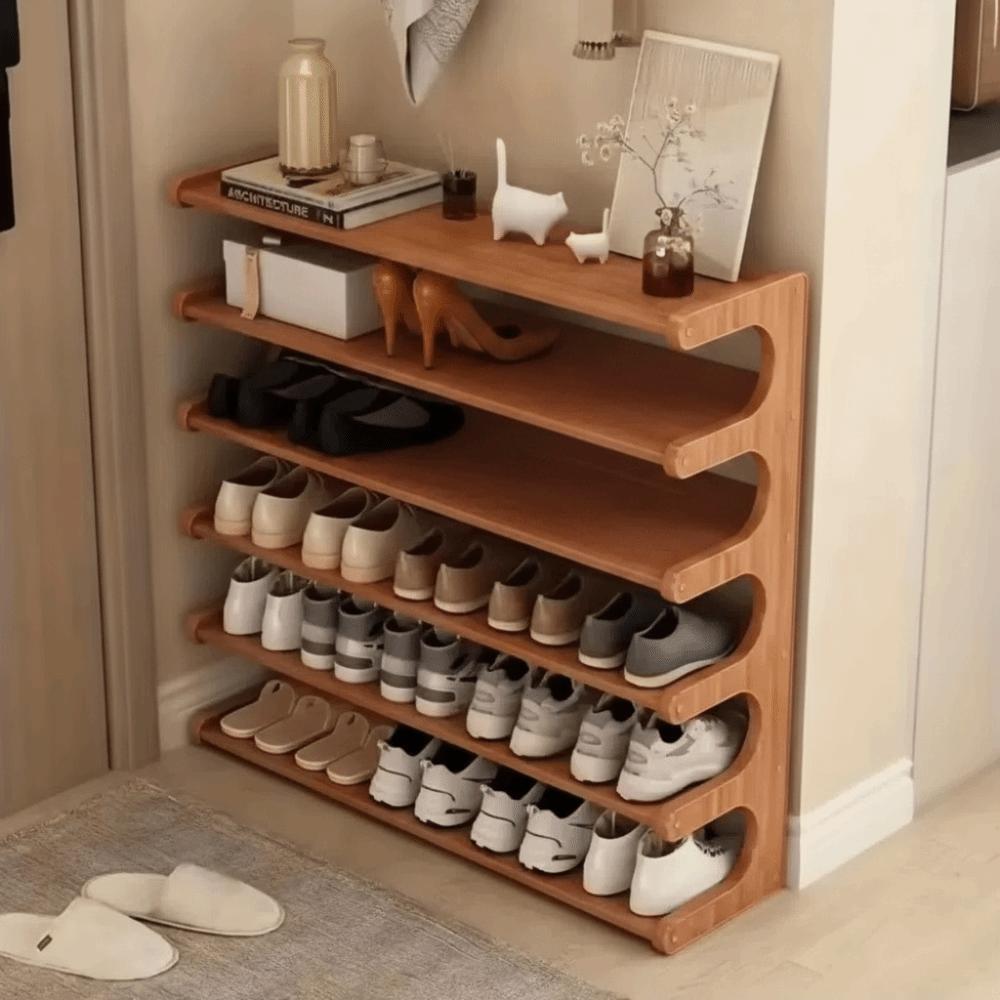 Moisture-Proof Wooden Shoe Storage Shelves Simple Design Multifunctional Shoe Rack Household Use