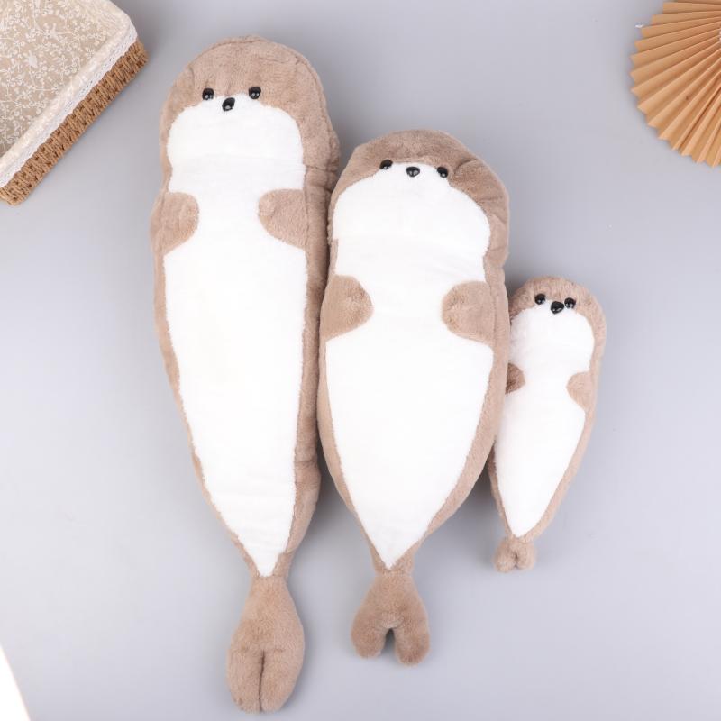 1 Piece Brown Seal Stuffed Animal Birthday Gift For Boys And Girls Kawaii Cartoon Sea Creature Sea Otter Plush Doll Pillow
