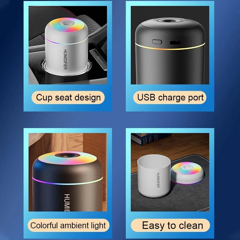 Мини-увлажнитель воздуха 180 мл USB Ароматерапия Электрический Аромадиффузор с цветной подсветкой Очиститель эфирных масел Генератор тумана Подсветка для автомобиля дома спальни