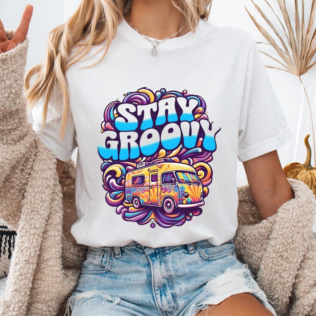 #26 Ladies tshirt,Stay Groovy Unisex Heavy Cotton Tee,Retro Shirt,Hippie Fashion