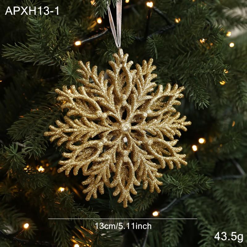 3D Hollow Plastic Snowflake Ornaments Double Sided Christmas Tree Decorations Gold White
