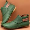 Plus Size Green Synthetic Women's Ankle Boots | Adjustable Hook-and-Loop Straps, Side Zipper, Platform Sole, Round Toe, Casual All-Season Boots