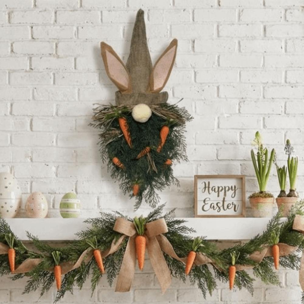 Plastic Easter Gnome Pendant With Carrot Rabbit Ears Door Hanger Spring Wreath  Home Decor