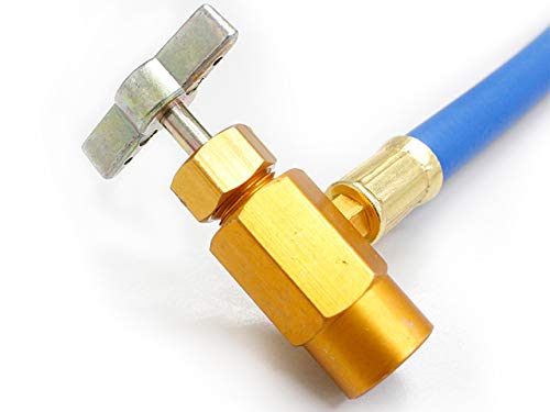 Air Conditioning Gas Charging Hose for R134a, Low Pressure Quick Coupler with Can Opener Valve, Long Gas Charging Hose, Japanese Instruction Manual