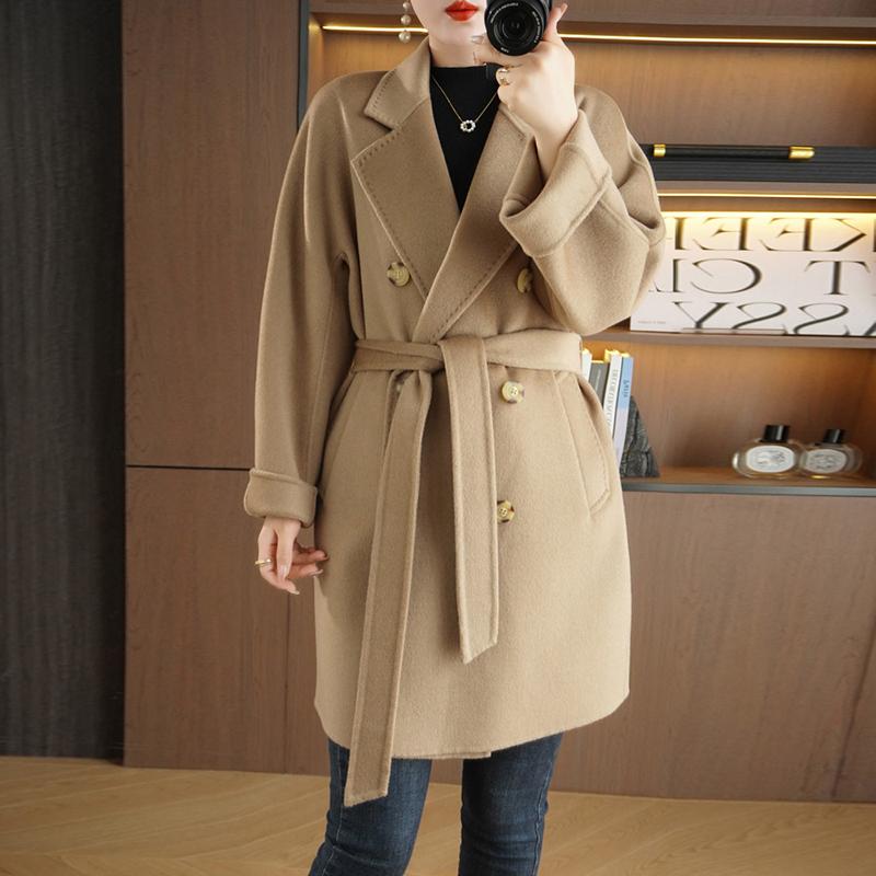 Женское пальто из 100% шерсти TIDENOVEL Осеннее шерстяное длинное пальто Ручной работы Пальто-бушлат Зимняя теплая шерстяная длинная куртка Пальто