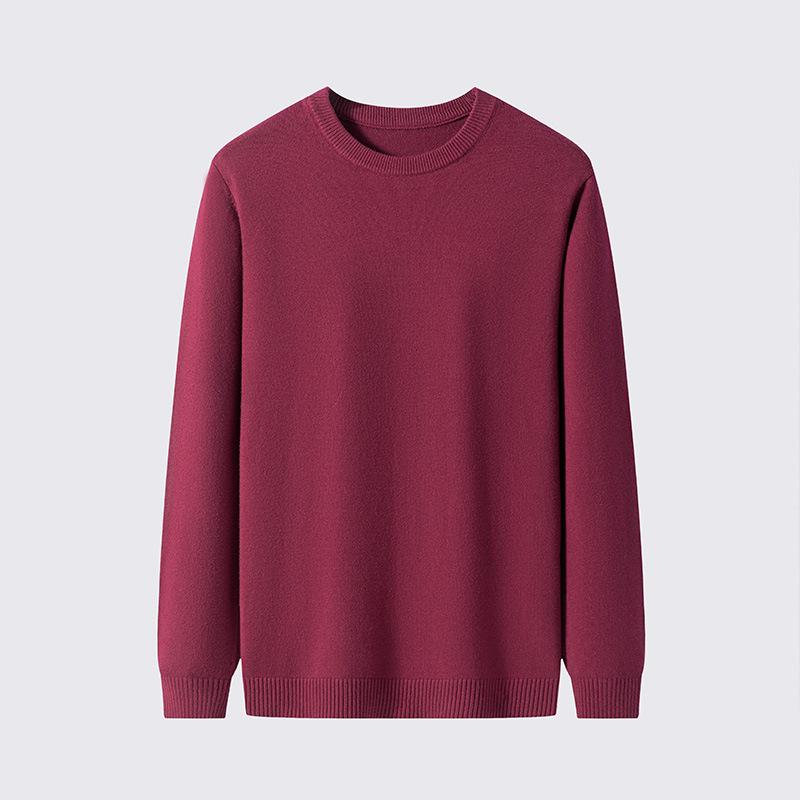 Однотонная рубашка с низом, повседневный свитер, вязаный свитер с длинным рукавом, мужской свитер с круглым вырезом, осенне-зимний большой размер, свободный, сохраняющий тепло топ