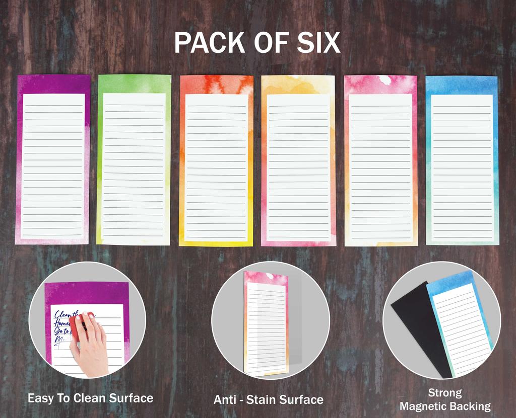 Inkdotpot Упаковка из 6 забавных магнитных списков для сухого стирания на холодильнике, протирание без пятен, быстрые заметки, доска для покупок и список продуктов на холодильник