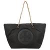 Tory Burch Logo Chain Open Closure Polyester Tote Shoulder Bag Women bags Black 152450-001