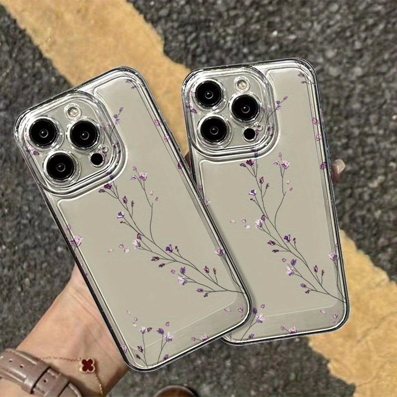 Чехол для телефона с сушеными фиолетовыми цветами для iPhone 17 Air 16E 16 15 14 11 Pro Max Plus 13 12 Mini 8 7 X Прозрачный противоударный чехол
