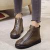 2019 Женские ботильоны Большие размеры Кожаные женские ботинки ручной работы с круглым носком на молнии Женская обувь Ботильоны для женщин