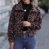 Women's Plus Size Autumn and Winter Loose Zipper Long Sleeve Leopard Print Plush Jacket
