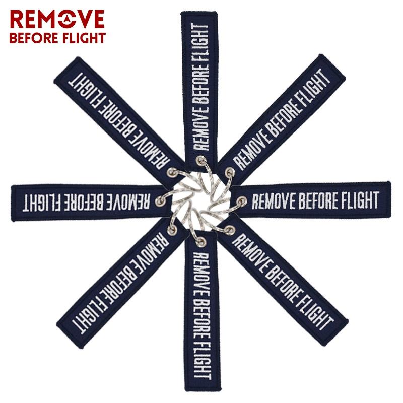 Remove Before Flight Key Chains Navy Blue Embroidery Key Fobs