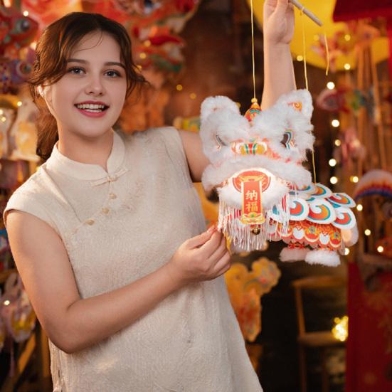 Набор материалов для самодельного фонаря-льва с подвижной головой и конечностями, набор для фонаря танца льва своими руками, светящийся фонарь в китайском стиле на Праздник середины осени