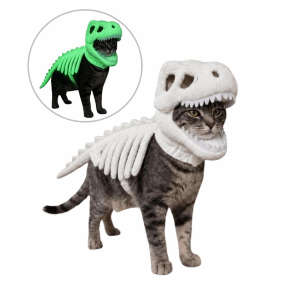 Glow in The Dark Dinosaur Skeleton Pet Costume Luminous Halloween Pet Costume  Halloween Party