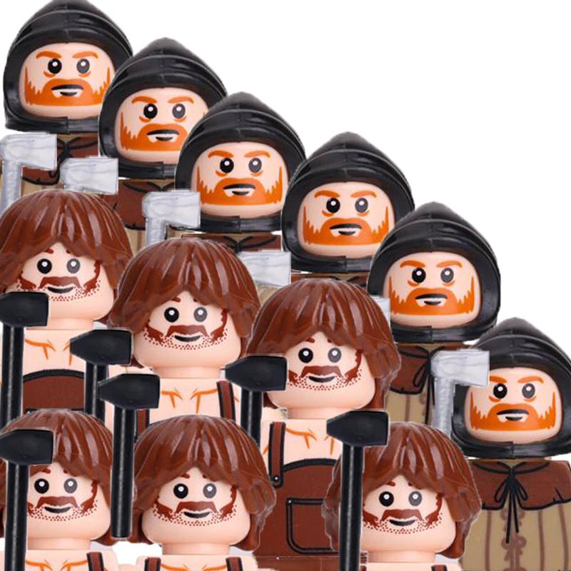 Совместимые MOC Средневековые Строительные Блоки Персонажи Солдаты Рыцари Драконов Черный Лев Орел Игрушка Подарок Кирпичики Фермер Солдат X048