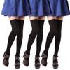 Made In Cotton Solid Sizes Women's Knee-High Socks, 3-Pair Set, Japan, Blend, Color, Over-the-Knee, Long, Black, 23-25cm (23-25cm, Black)