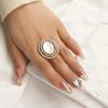 Elegant Gold Open Ring with Cat's Eye Stone: Trendy European & American Fashion Statement