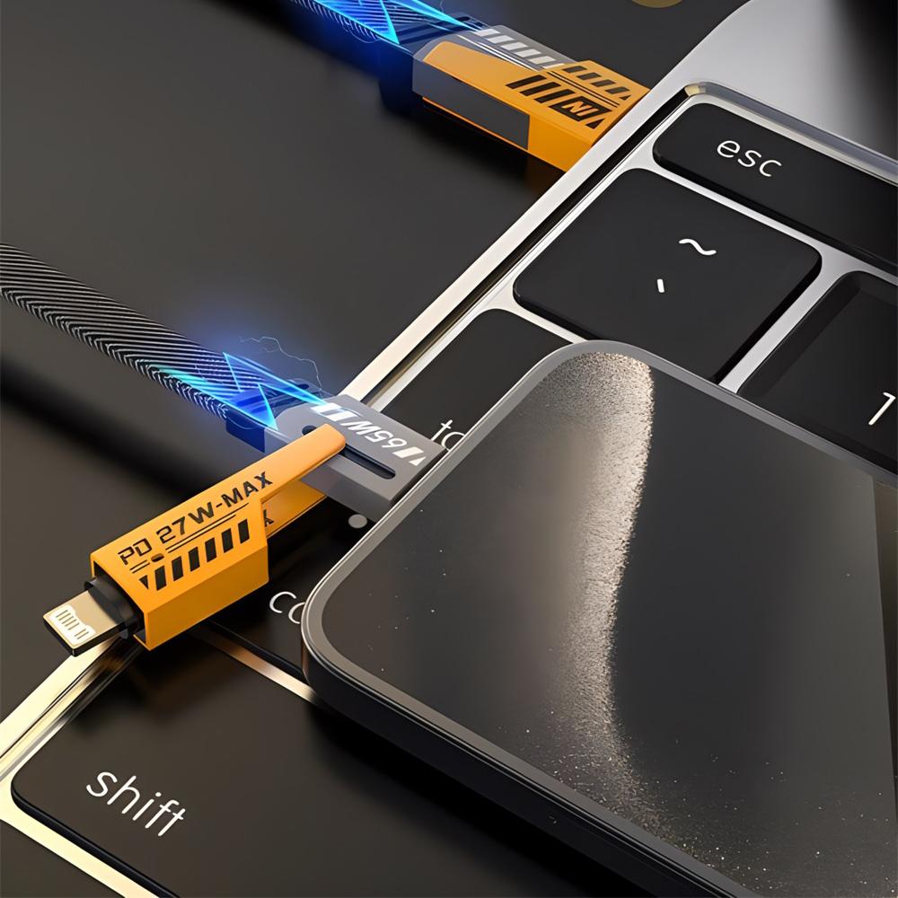 65W 4-в-1 USB-C PD Кабель для быстрой зарядки - Многофункциональный кабель данных для iPhone Samsung Xiaomi - Quick Charge