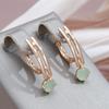 Kinel Round Green Lake Green Zircon Drop Earrings For Women
