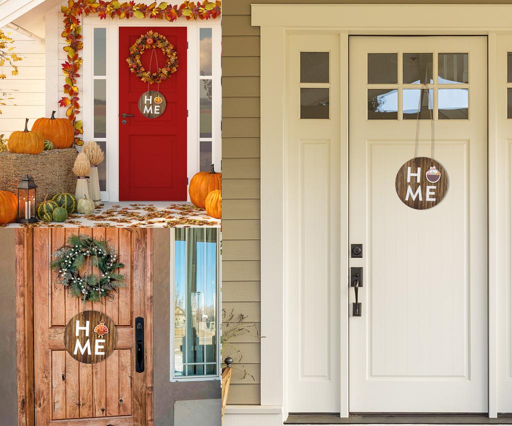 Inkdotpot Welcome Sign Front Door Decorations Hanging Rustic Wood Seasonal Holiday Ornaments Housewarming GiftWall Hanging 10" Inches