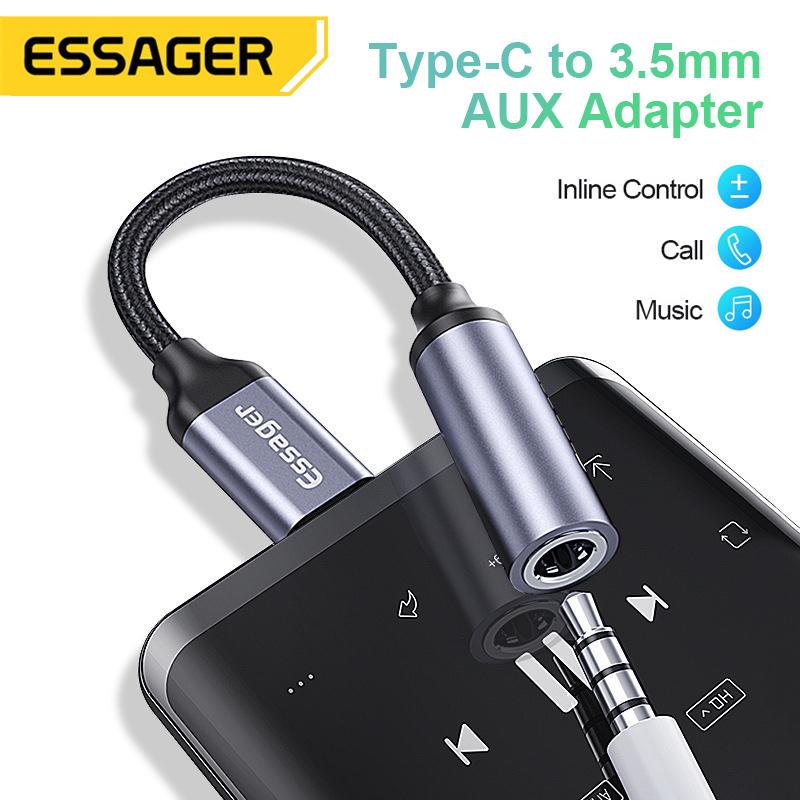 Адаптер для наушников Essager Type c с разъемом 3,5 мм USB C до 3,5 мм аудио Aux кабель для Huawei P40 P30 Pro Xiaomi Mi 9 8 Oneplus 7 7t