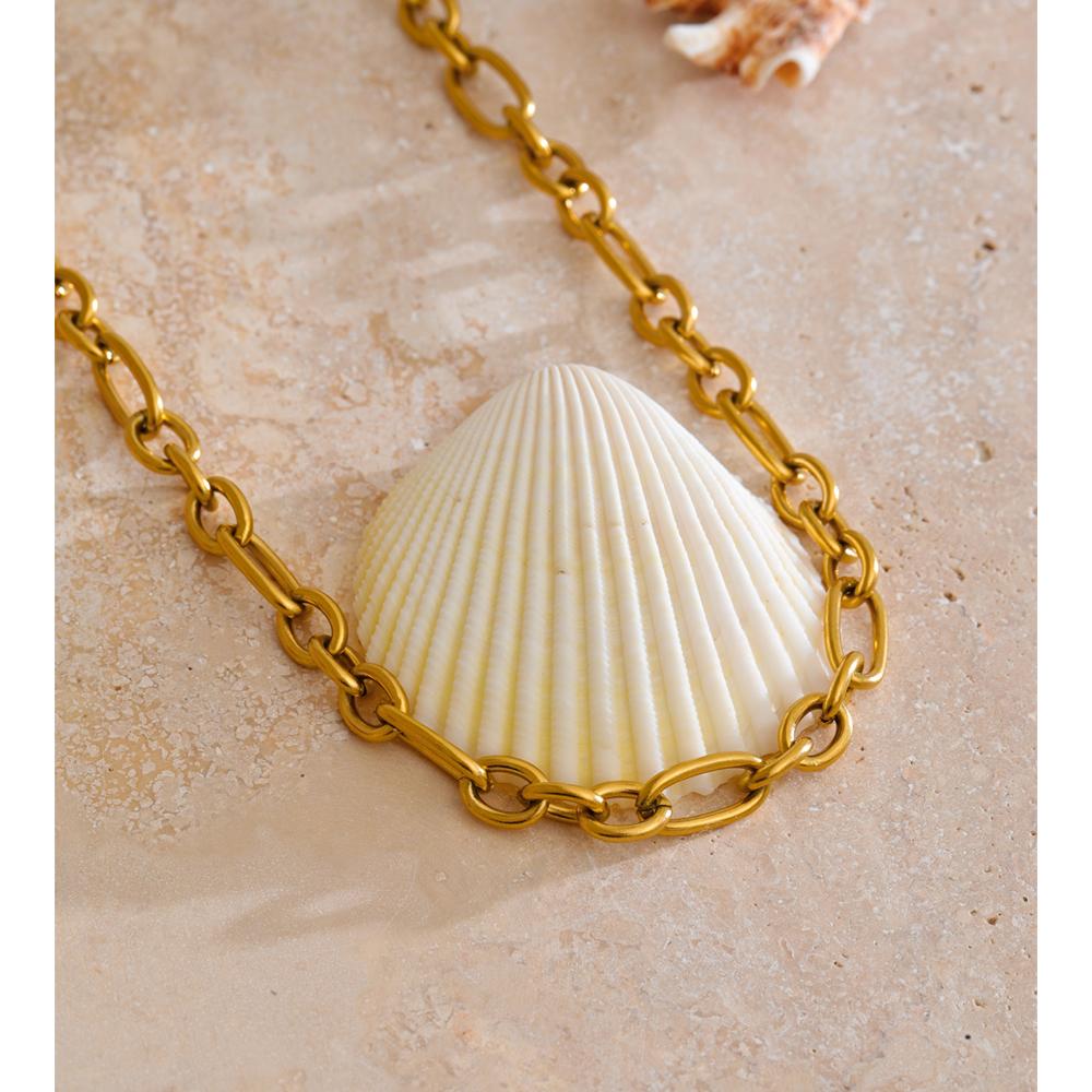 Eetit Round Double Sided Angel Pendant Drop Necklace Stainless Steel Golden Chain Toggle-Clasps Statement Jewelry Waterproof