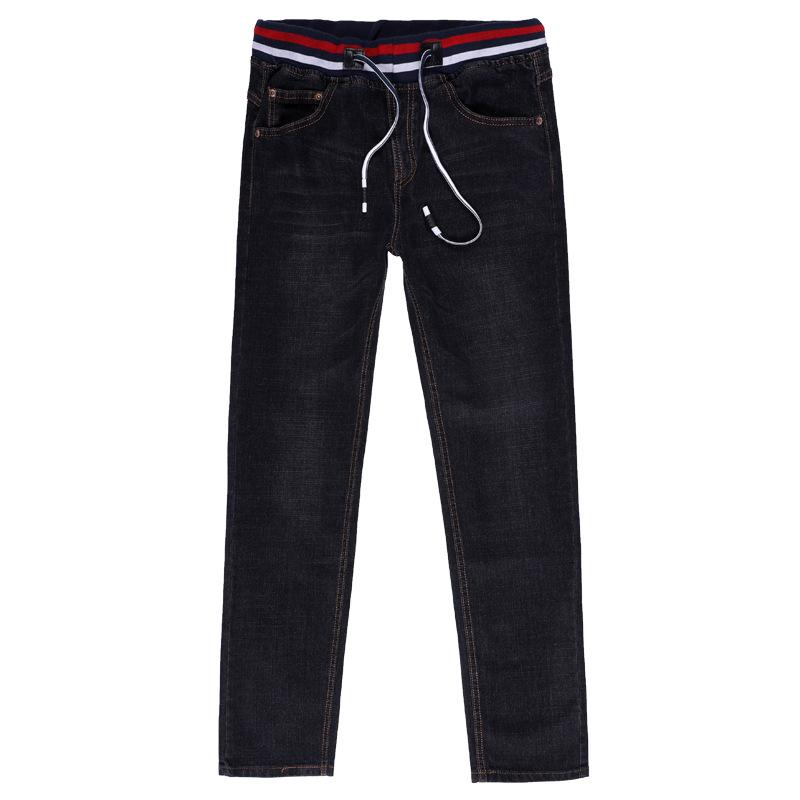 Autumn Stretch Plus Size Denim Trousers for Men Loose-Fit Straight-Leg Slim-Fit Long Trousers
