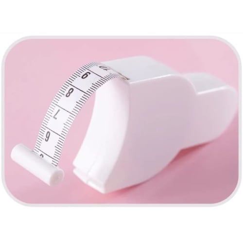 Seven Cat" Tape Measure, One-Touch Measuring Tool, Y-Shaped, White, Round, Double-Sided Markings, Automatic Rewind, Measures Waist, Thighs, Hips, Che