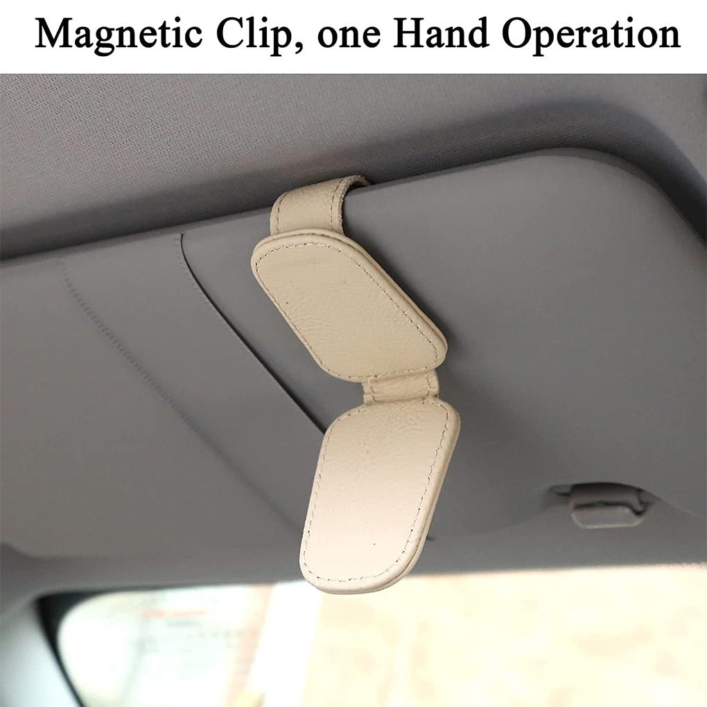 Car Holder Clip PU Leather Sunglasses Ticket Storage Hanger Interior Organization Case Accessories