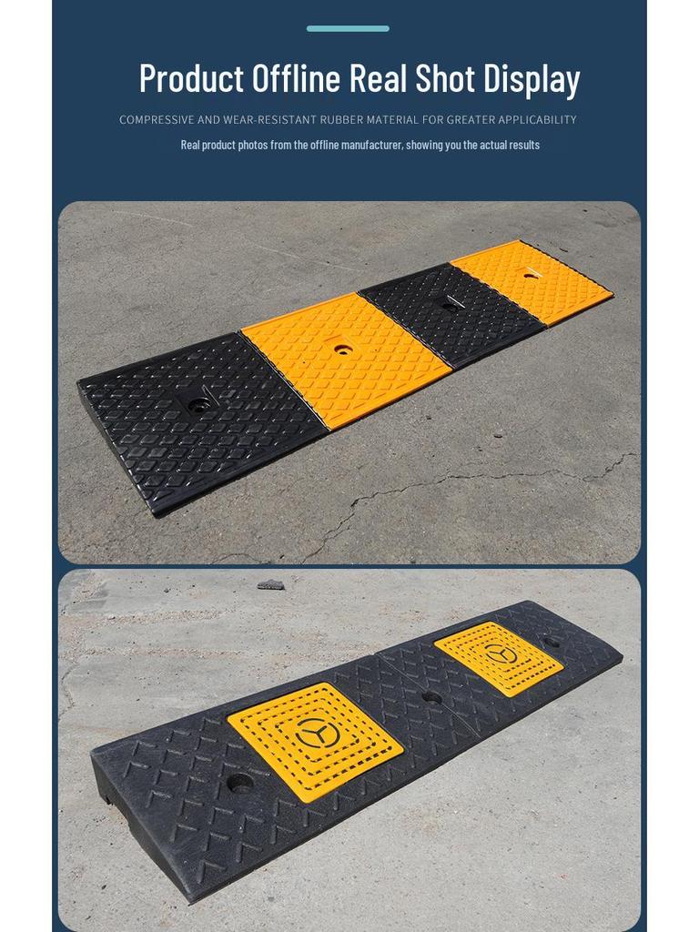 Rubber-Plastic Anti-Slip Speed Bump Curb Ramp Mat for Cars