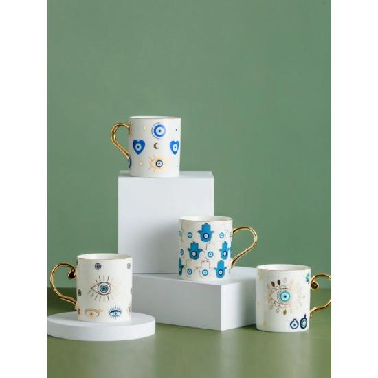 Творческий турецкий синий дьявольский глаз керамическая кружка золотая керамическая кружка для кофе офисная чашка для воды завтрак молоко новинка чашки подарки для пар