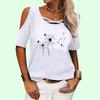 Women Fashion Round Collar Short Sleeve Tee Shirt Ladies Off Shoulder Top Summer Casual Floral Print T-shirt