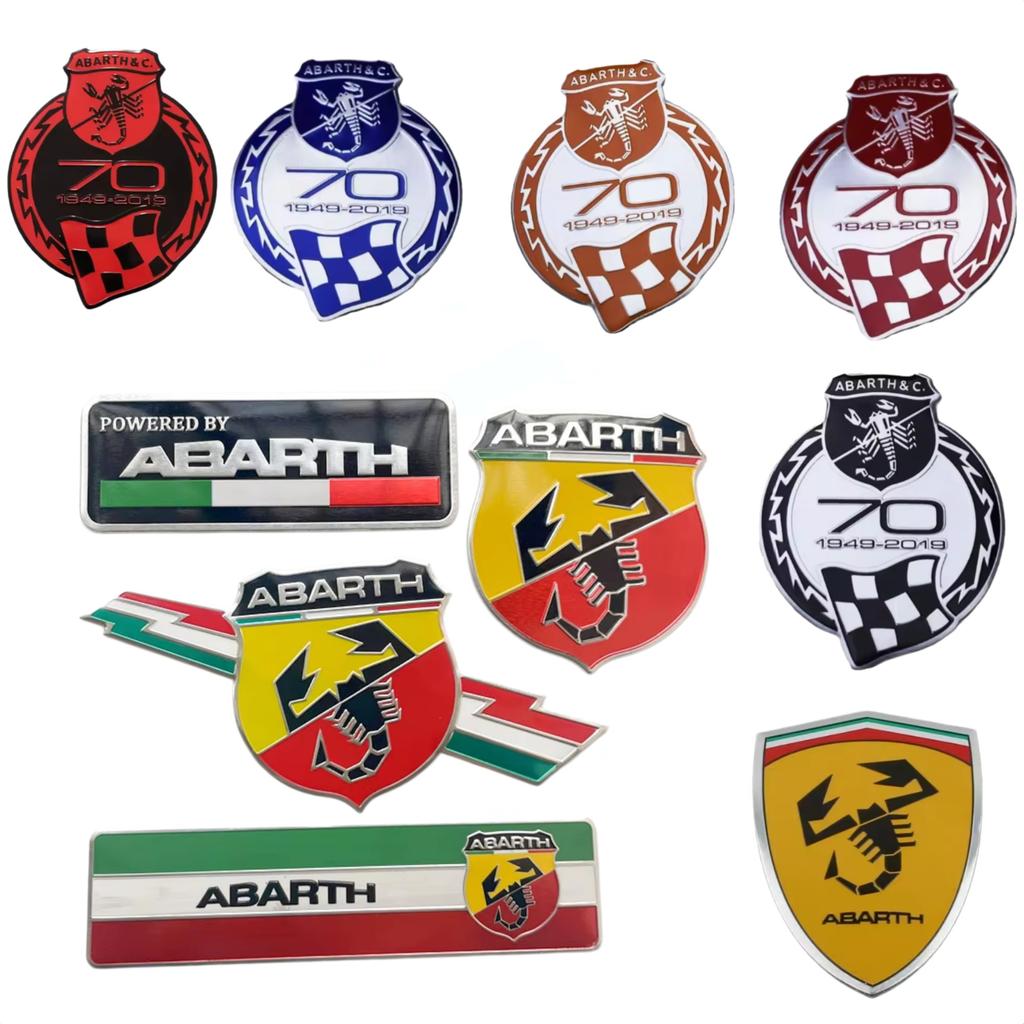 3D Aluminum Car Rear Trunk Fender Emblem Badge Sticker Decals for Abarth 500 124 Punto Ducato Palio Bravo Accessories
