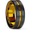 8MM Black Stainless Steel Men's Wedding Steel Rings Black Blue Red Gold Groove Beveled Edge Black Brushed Rings Men Wedding Band
