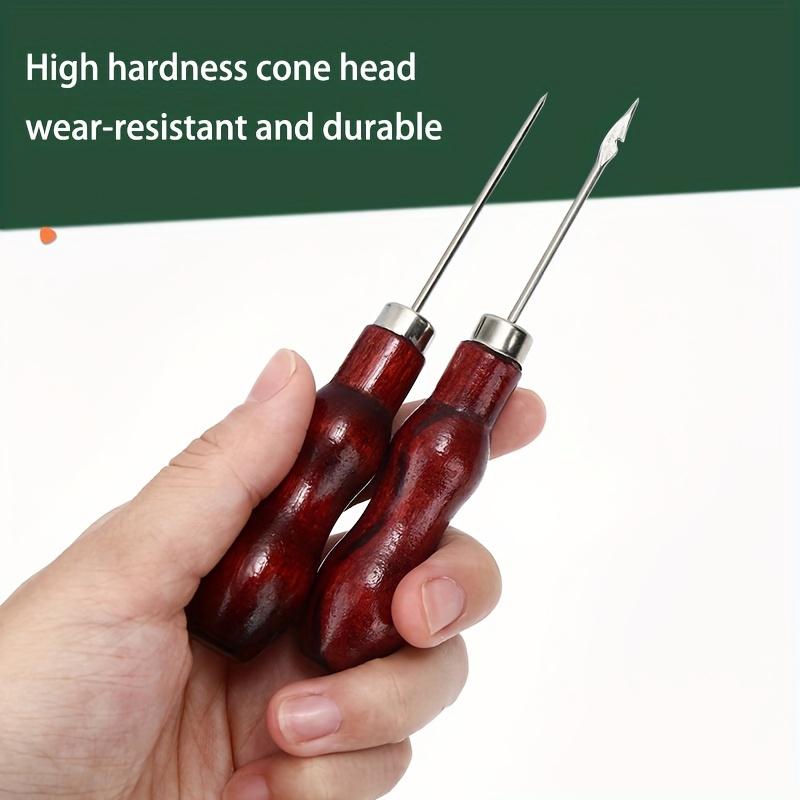 4 шт., шило с деревянной ручкой, двойное зигзагообразное отверстие для тыквы, специальное шило, сверлильный инструмент для кожи ручной работы, с шилом-крючком