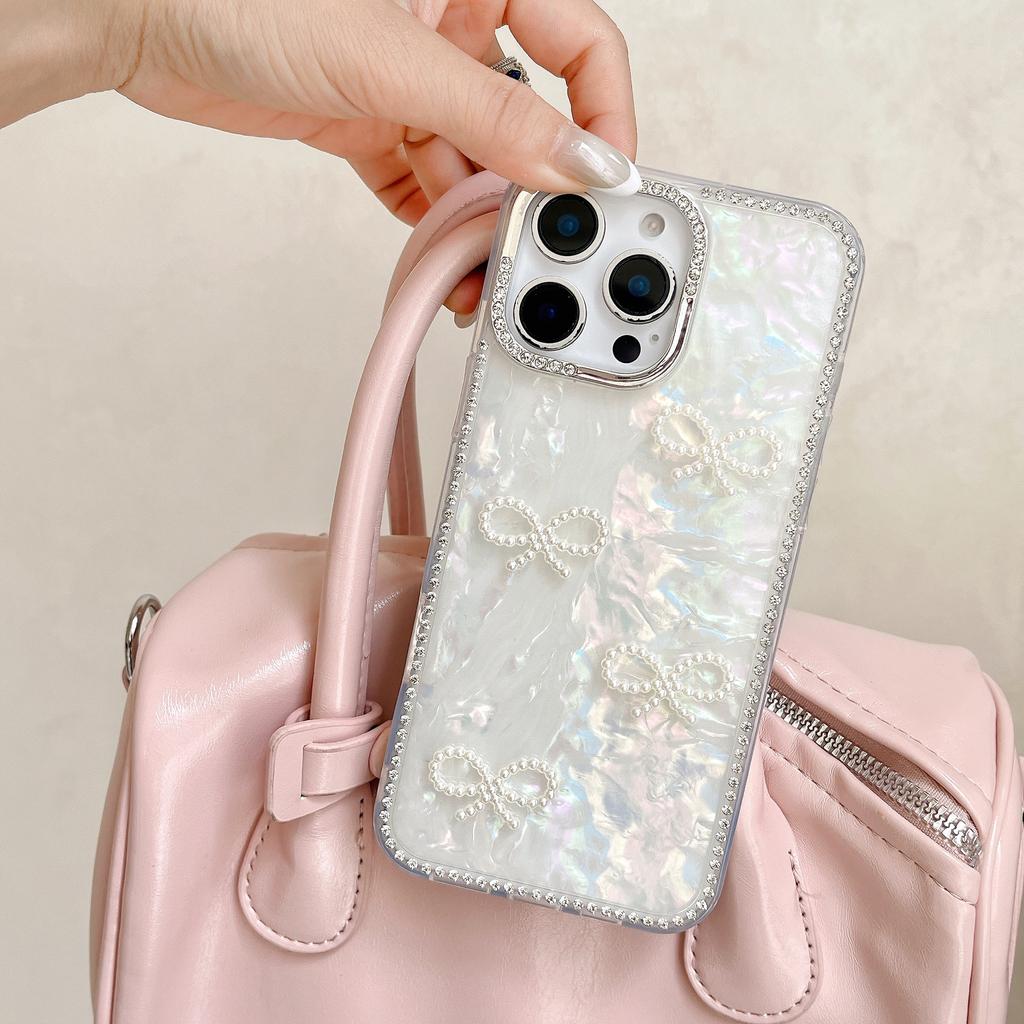 Красивый чехол с узором ракушки Ins Love для iPhone 16, новый чехол для телефона Apple 15 Promax, модный, с блестящими бриллиантами