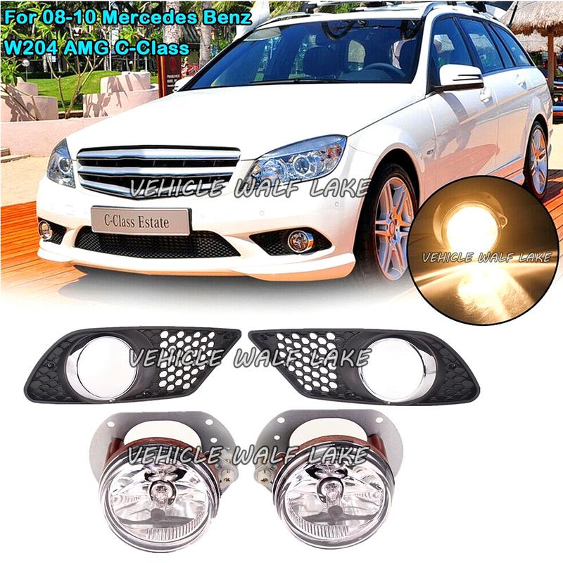 Для Mercedes Benz C-Class W204 AMG 2008 2009 2010 Автомобильный стайлинг Передняя противотуманная фара Со светом + Накладка на решетку