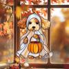 Halloween Ghost Suncatcher Colorful Dog/Cat Pattern Window Hanging Ornament with Pumpkin 2D Acrylic Suncatcher for Halloweens Decor Dog Cat