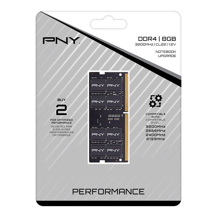 Оперативная память DDR4 - PNY - 8 ГБ - 3200 МГц - SODIMM - CL22 - Non-ECC