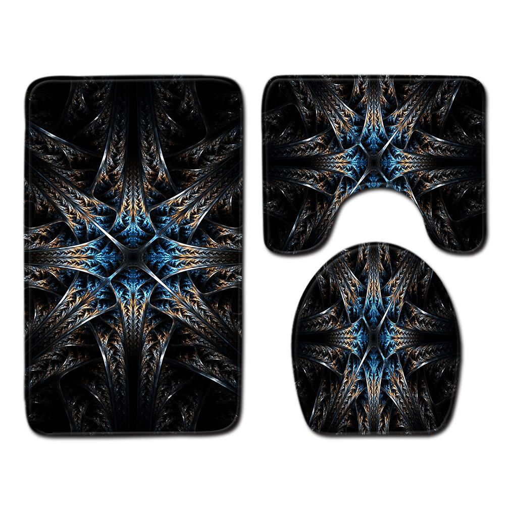 Cool Pattern Bathroom Floor Mat Toilet Three-Piece Set